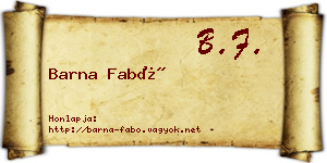 Barna Fabó névjegykártya